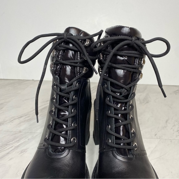 New! Marc Fisher Velima Black Leather Lace Up Lugsole Bootie 8.5 M - Picture 10 of 15